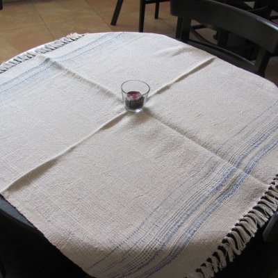 80x80cm bílý s koncovým modrým vzorem 